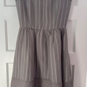 Gray Striped Sleeveless Dress
